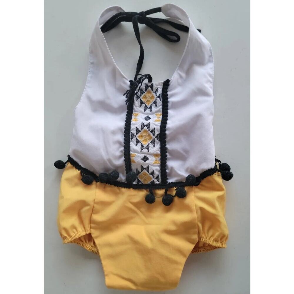 Catpapa 1 Pc. Embroidered Jumper Jumpsuit Haltered Yellow Black See Desc. For Sz